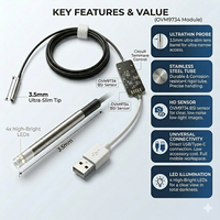 Module de caméra USB ultra-mince 3,5 mm Ojos OVM9734 720P HD pour inspection industrielle, 4 LED étanches, 30 FPS, pour machines de précision
