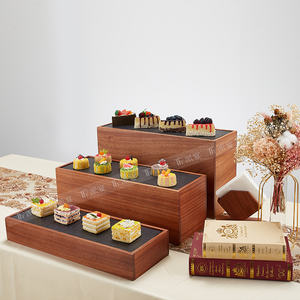 Exhibidor de Postres Tipo <span class=keywords><strong>Buffet</strong></span> para la Hora del Té, Plataforma de Exhibición de Pasteles de <span class=keywords><strong>Sushi</strong></span> en Color Marrón Sapele para Restaurante/Cafetería, Banquete o Mesa de Té de la Tarde - Product Image 2