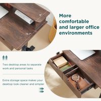 Bureau de jeu électrique en forme de L de 60 pouces avec tiroirs, plateau pour clavier en bois durable, prises de courant, LED, hauteur réglable, coin