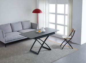 <span class=keywords><strong>Table</strong></span> à manger moderne élégante en bois extensible en céramique petite hauteur réglable résistant aux rayures 6 places cuisine à domicile - Product Image 5