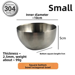 Yolecen Bát vuông inox đa năng bát cơm nấu ăn Nhật Bản mạ Vàng chà nhám hai lớp phong cách Hàn Quốc - Product Image 6