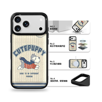 Coque de téléphone AG Feeling Black Edge avec motif chiot mignon doré pour iPhone 17, 17 Pro Max, 16 Pro, 15 – Coque magnétique