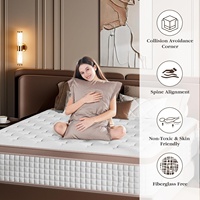 Matelas d'hôtel standard à ressorts ensachés, matelas en mousse à mémoire de forme doux et confortable