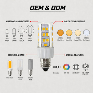 <b>E12</b> LED Corn <b>Bulb</b> 5W 400-450LM AC 120V Sanan Chip 120lm/W CE RoHS 25000H 2-Year Warranty Chandelier Candle Lamp - Product Image 2