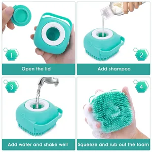 Muestra gratis baño gato perro 2 en 1 Cepillo de baño para mascotas cepillo de masaje silicona suave accesorios de aseo para mascotas para ducha de perros - Product Image 2