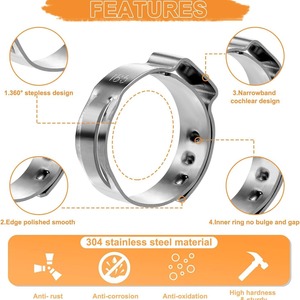 Sanya 121pc Stainless Steel <b>Hose</b> <b>Clamps</b> With Pliers 6-33.1mm For Repair And Replacement - Product Image 5