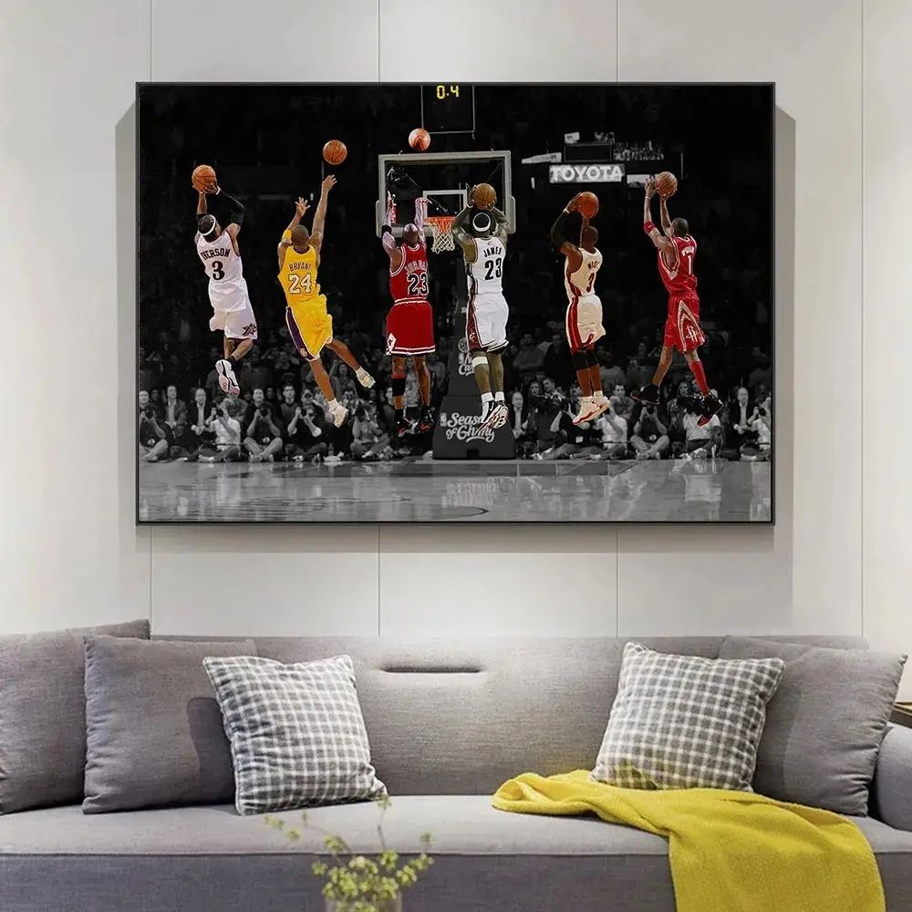 Moderne Muur Decor Aluminium Ingelijst Basketbal Celebrity Canvas Muur Kunst Hd Print Kunstwerk Muurschildering Opknoping Foto 'S Schilderij