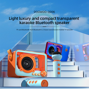 QD06 Retro Transparent Karaoke <strong>Speaker</strong> TF Card Support IPX4 Waterproof RGB LED Lights Wireless Microphone Home Theatre Computer - Product Image 3