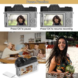 Máy quay phim kỹ thuật số 4K, zoom kỹ thuật số 16X, máy quay vlog, máy quay video, ống kính góc rộng dành cho YouTube - Product Image 5