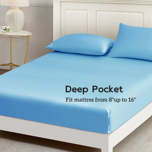 <span class=keywords><strong>ชุด</strong></span>ผ้าปูที่<span class=keywords><strong>นอน</strong></span>กันน้ำ ผลิตจากผ้าไหมไผ่ทอ พร้อมผ้าคลุมที่นอน สีพื้น 400 เส้นด้าย ทอแน่น ใช้ได้ทุกฤดู - Product Image 1