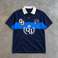 Chemise Homme Style Collège Vintage Bleu Marine Broderie Personnalisée OEM ODM Patch Logo Personnalisé Broderie Color Block Preppy