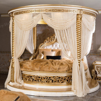 Ensemble de chambre à coucher turc fait main, lit rond à baldaquin, table de maquillage de luxe, armoire, mobilier de chambre principale haut de gamme