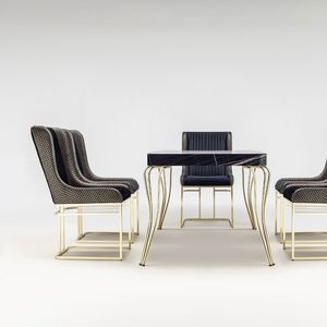 Silla de Comedor Zarafet de Acero Negro de Lujo, Tapizada, Duradera, Muebles Modernos Europeos para el Hogar - Product Image 2