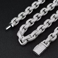 Chaîne cubaine glacée de qualité supérieure en argent sterling 925 plaqué or avec moissanite, idéale pour les fiançailles, les mariages et la mode
