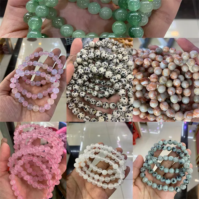8mm bracelet charms fashion jewelry natural quartz stone beads feng shui mix quartz crystal Elastic popular bracelet for gift