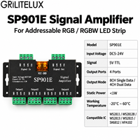 Amplificateur de signal LED RVB adressable SP901E DC5-24V 4 ports de sortie compatible avec les bandes de pixels WS2811 WS2812B