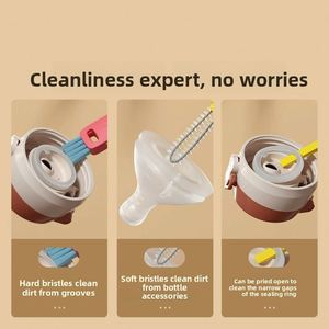 Custom Logo Screen Printed 3-in-1 Bottle Window Wine Glass & Cup Lid Cleaner Rotating Brush <b>Plastic</b> <b>Kitchen</b> Cleaning Tools - Product Image 4
