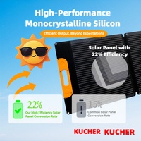 KUCHER Panneau solaire monocristallin double pli 100W Matériau ETFE Panneau photovoltaïque pliable extérieur étanche à l'eau et à la poussière IP67