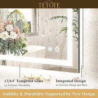 Miroir mural de salle de bain carré moderne à LED, style Art Déco, avec cadre, anti-buée, haute définition, rétroéclairé, indice de protection IP44, intelligent, à fixation murale (OEM/ODM)