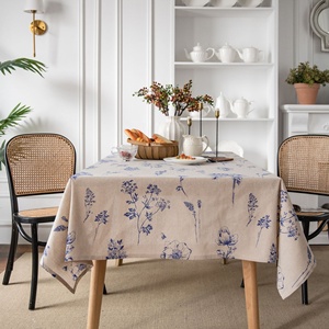DUOLAI Noël Mariage Couverture de table de couleur personnalisée rectangle blanc <span class=keywords><strong>beige</strong></span> 100% <span class=keywords><strong>nappe</strong></span> en <span class=keywords><strong>lin</strong></span> pur avec broderie - Product Image 1