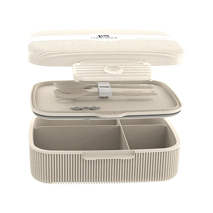 Natuurlijke Tarwe Fiber Materialen Ideaal Bento Box Voor Kinderen En Volwassenen Single Layer Lek Proof Lunchbox Voor Familie Bpa Gratis