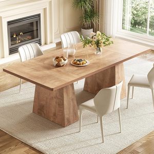 Tavolo da Pranzo <span class=keywords><strong>in</strong></span> <span class=keywords><strong>Legno</strong></span> Rettangolare di Lusso Stile Moderno con <span class=keywords><strong>Gambe</strong></span> Robuste Personalizzabile - Product Image 1