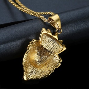 Hip Hop <span class=keywords><strong>Lion</strong></span> Head CZ Zircon 316 Acier Inoxydable Pvd 18K Plaqué Or Pendentif Bijoux Fine Mode Bijoux Collier pour Hommes Femmes - Product Image 4