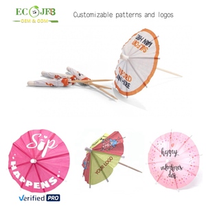 ECO JFB 2025 OEM usa e getta in legno per feste scelte personalizzate assortite ombrellone ombrello da Cocktail stuzzicadenti - Product Image 1