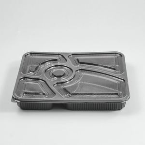 Boîte à emporter écologique en plastique PP transparent jetable à 5 compartiments pour collations, à usage unique, pour la restauration rapide - Product Image 1