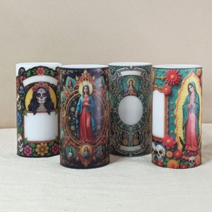 Christian Blessed Virgin Mary Ave Mary Impreso LED Pilar LED Vela Sin llama Parpadeo Religioso Eco Decoración Personalizada Al por mayor - Product Image 5