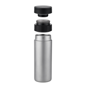 Botella de agua aislada de 400ml, botella de titanio para beber, frasco de Metal a prueba de fugas, cantimplora térmica de boca ancha para deportes, plata y negro - Product Image 2