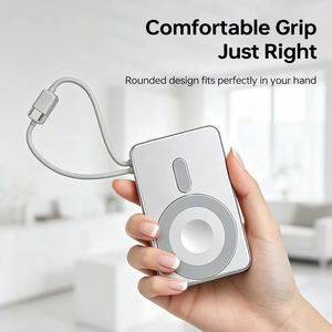 Magnetic Wireless 10000mAh Power Banks Slim Portable Charger Built-in Type C Cable Digital Display PD 22.5W for <b>Mobile</b> Phones - Product Image 3