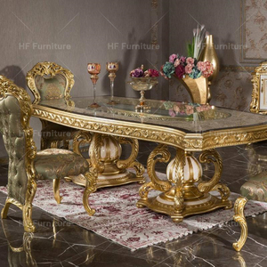 Biệt Thự Cung Điện Ưa Thích Ăn Uống Sang Trọng Bộ Phòng Ăn Bàn Và Ghế Vàng Gỗ Bàn Ăn - Product Image 2