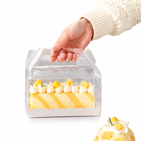 Boîte à gâteau transparente portable, boîte à dessert pliable en plastique, boîte cadeau pour fête, vernissage écologique, matériaux recyclés PP, alimentaire