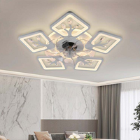 Ventilateur de plafond LED blanc JACKSUN 26 pouces avec télécommande, 5 vitesses de vent, lampe ventilateur en forme de fleur pour chambre d'enfant, intensité variable