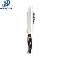 Ecologisch verantwoorde, extra sterke 5-inch utilitymes van roestvrij staal met ambidexter duurzaam Pakkahouten handvat en satijnafwerking