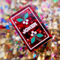Ensemble de Mahjong Américain de Luxe Thème Noël 160 Pièces Tuiles Acryliques Rouges Festives Dos Doré Pailleté Jeu de Fête et Divertissement