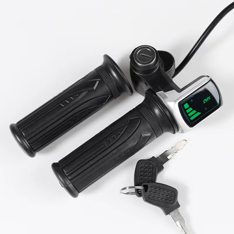 36V 48V Electric Bike Throttle Right Hand Twist Grip With Power Display For Ebike Scooter Black Abs Material 1 76m Cable Length 48v