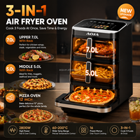 Vente Flash Transfrontalière : Friteuse à Air Double Empileable 3-en-1 7L+5L+12 Pouces avec Four à Pizza Intégré, Haute Qualité, Puissante et Intelligente