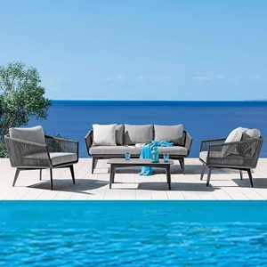 Ensemble <span class=keywords><strong>de</strong></span> canapés <span class=keywords><strong>en</strong></span> aluminium tressé par les fabricants, design minimaliste, mobilier <span class=keywords><strong>de</strong></span> salle à manger d'extérieur, ensemble <span class=keywords><strong>de</strong></span> canapés <span class=keywords><strong>de</strong></span> jardin - Product Image 1