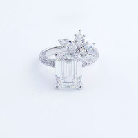 Anello con Diamante Coltivato in Laboratorio a Quattro Punte, Cristallo di Ghiaccio Brillante, in Platino PT950, Gioiello Raffinato per Fidanzamento e Matrimonio