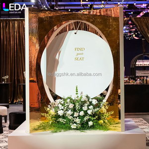 LEDA Newly Designed <b>Mirrored</b> Gold <b>Acrylic</b> Reception Seating Panels Are Used For Wedding Banquet Entrance Reception - Product Image 2