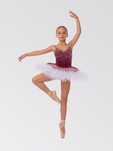 Vestido <span class=keywords><strong>de</strong></span> Ballet <span class=keywords><strong>de</strong></span> Terciopelo Borgoña para Niñas con Ribete Dorado, Traje <span class=keywords><strong>de</strong></span> Danza Profesional para Actuaciones en Escenario - Product Image 2