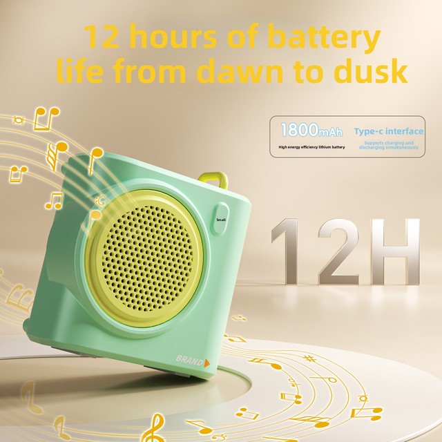 12H Retro BT Speaker Mini Portable 1800mAh Type-C Charge Discharge Compact with Handle for Outdoor Travel Home Music Gift
