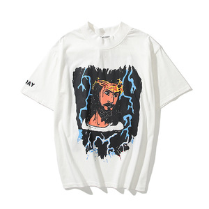 High Street Oversized t Shirts Mens High Neck t Shirt Kanye <strong>Sunday</strong> Service Jesus Is king Printed Tee Shirts Plus Size - Product Image 3