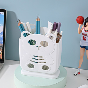 Manufacturer Ningbo Home accessories Cute Animal Shape Spinning Pencil Pen Desk Organizers Desktop Stationery Stand Pencil Box