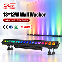 Projecteur mural LED 18x12W RGBWA UV 6-en-1 étanche IP65, contrôle DMX512 par points, 6-108 canaux, en aluminium, pour éclairage extérieur de bâtiments et de scènes
