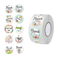 Autocollants ronds personnalisables pour sacs cadeaux, motif floral coloré, adhésif puissant, écologiques, pour remerciements