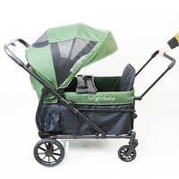 Poussette pliable Brightbebe avec châssis en acier pour 2 enfants, harnais 5 points, auvent, options shopping et OEM