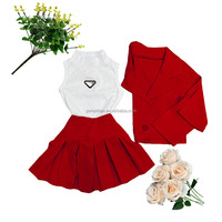 Ensemble Mode Automne 3 Pièces pour Fille de 6 Mois à 16 Ans, Robe Plissée Rose à Col en V